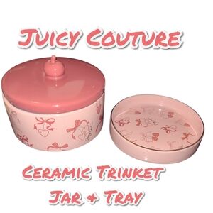 Juicy Couture Pink Ceramic Trinket Jar and Tray